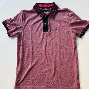 Psycho Bunny red with blue trim men's polo shirt - Size 4